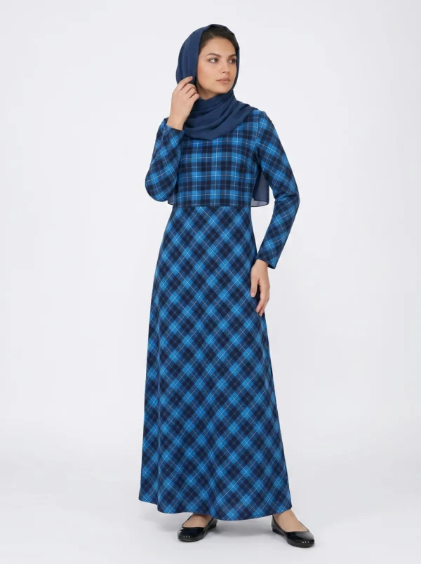 BLUE COTTON CHECKERED EVERYDAY ABAYA