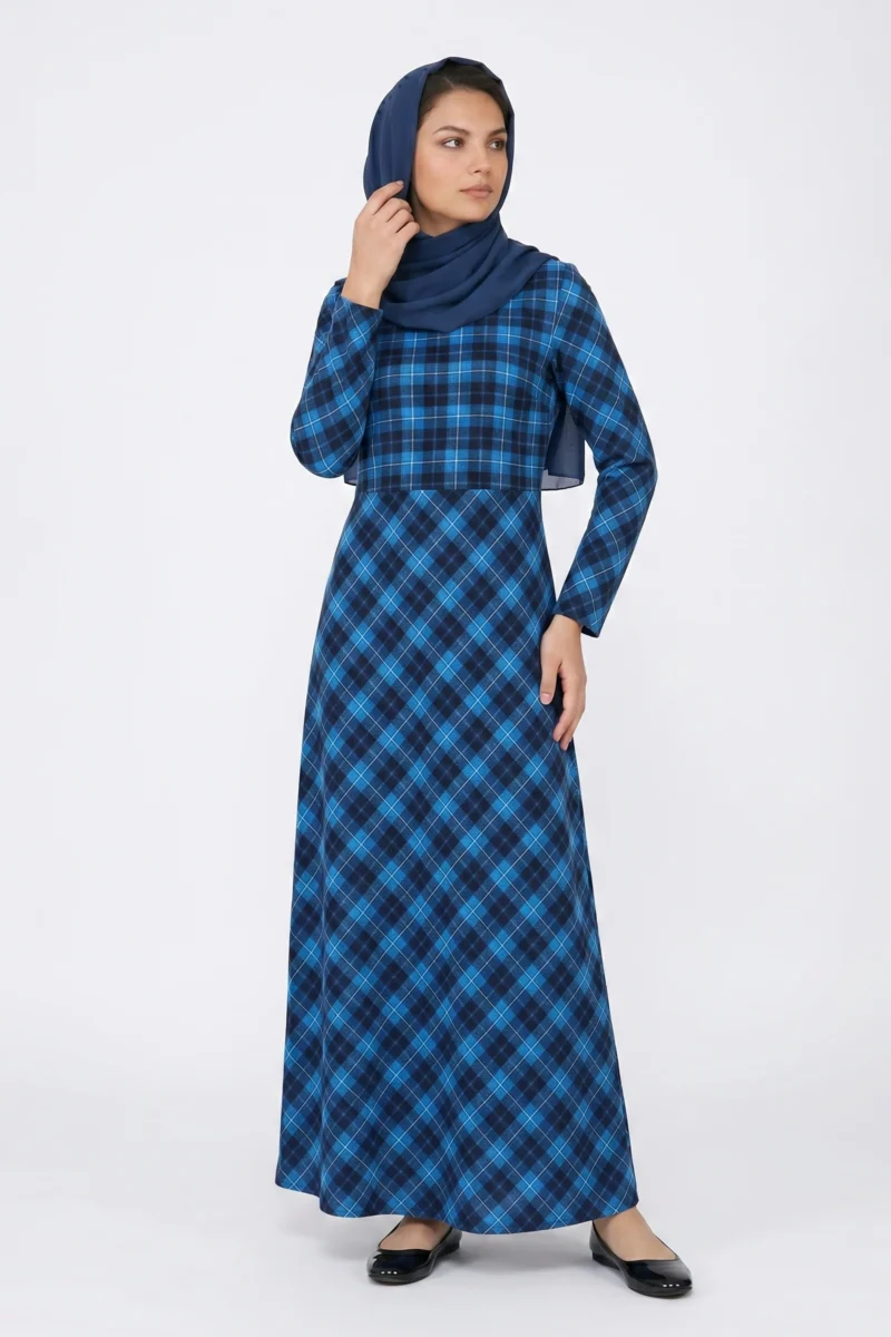BLUE COTTON CHECKERED EVERYDAY ABAYA