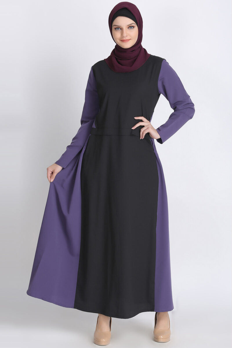 Fashionable Fancy Black Purple Abaya