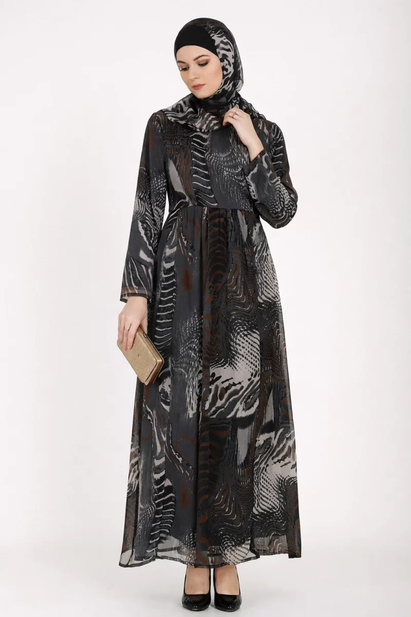 GHOST CHIFFON PLEATED ABAYA DRESS