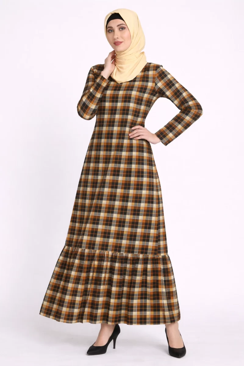 HOWDY CHECKERED PRINT COTTON ABAYA
