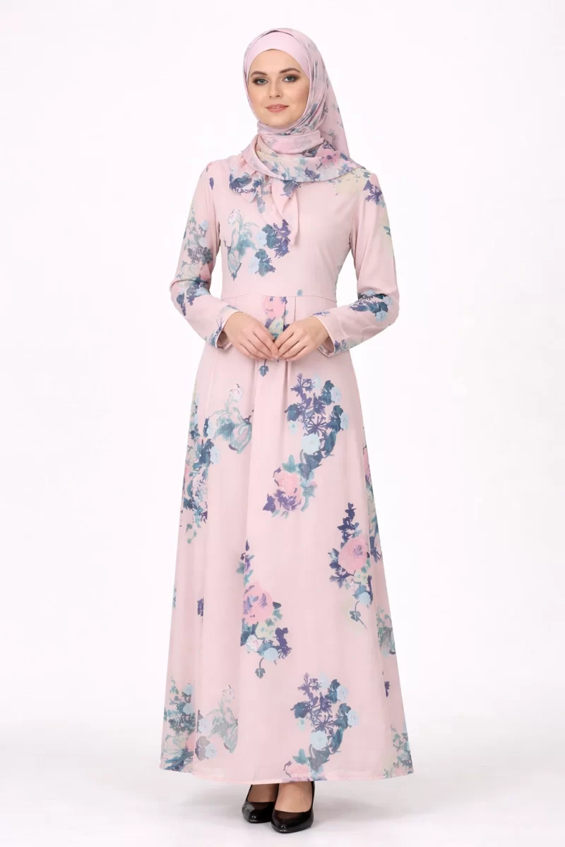 PRINCESS FLORAL PRINT CHIFFON ABAYA DRESS