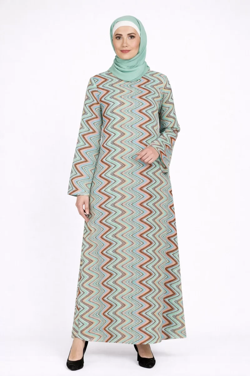 ZIG ZAG GEORGETTE BLOCK ABAYA DRESS