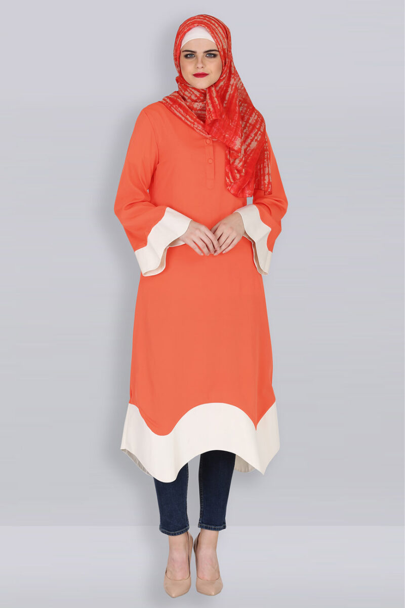 AISHA MODEST LONG TANGERINE KURTI TUNIC