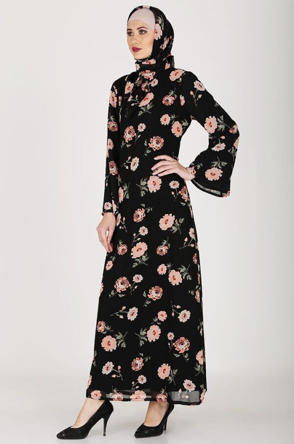 black-peach-geogette-block-designer-abaya-dress