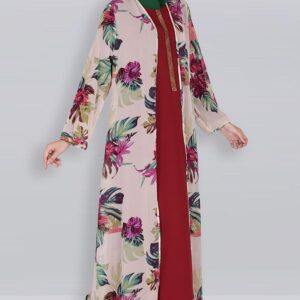 beige-floral-georgette-shrug-open-kimono-abaya-dress