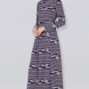 aztec-print-chiffon-pleated-designer-abaya-dress