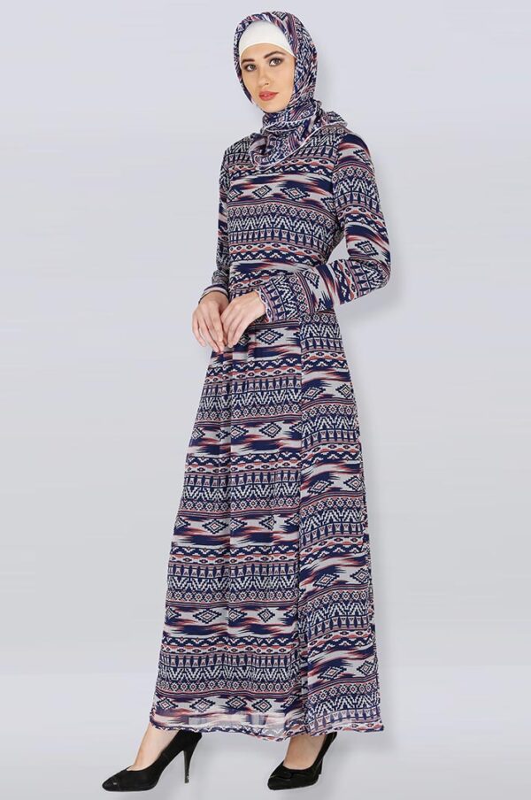 aztec-print-chiffon-pleated-designer-abaya-dress