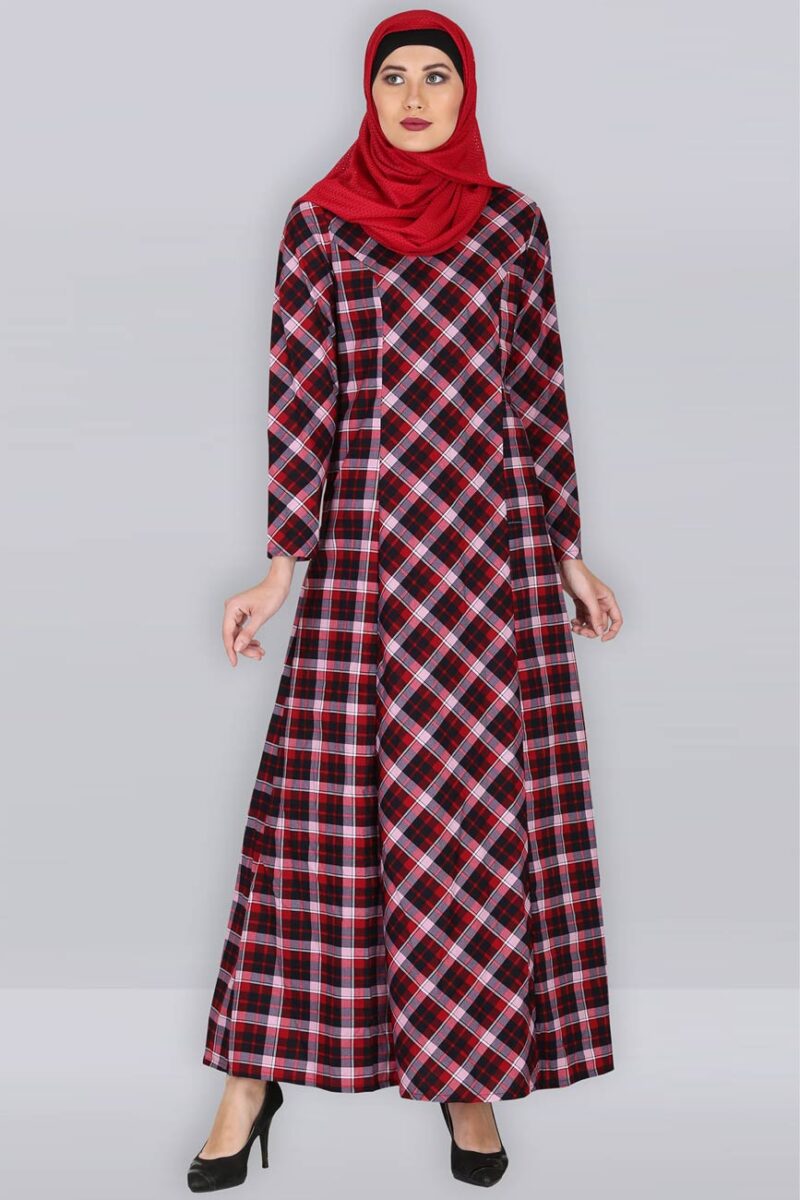 stylish red box cotton abaya