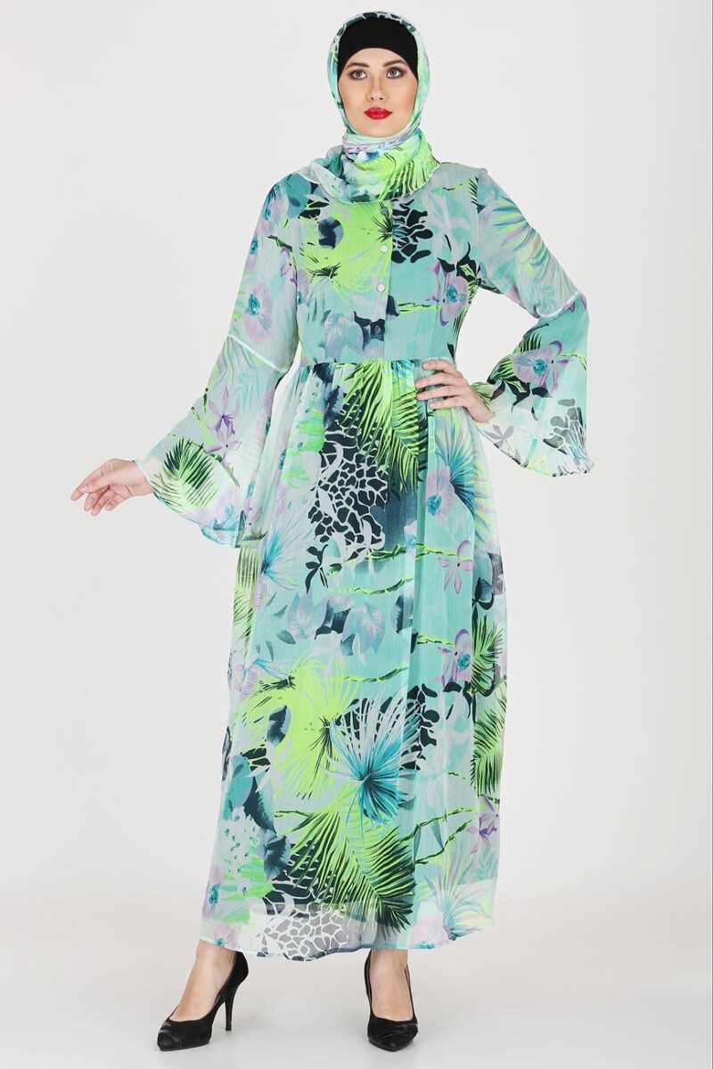 islamic style elegant long print abaya