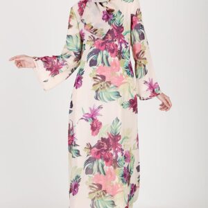 beige-floral-chiffon-block-abaya-dress