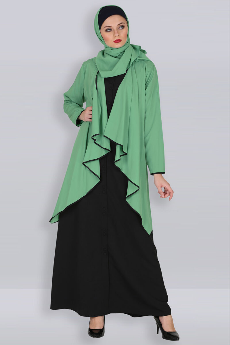 FRONT OPEN SHORT CARDIGAN SHRUG in SEA GREEN Color