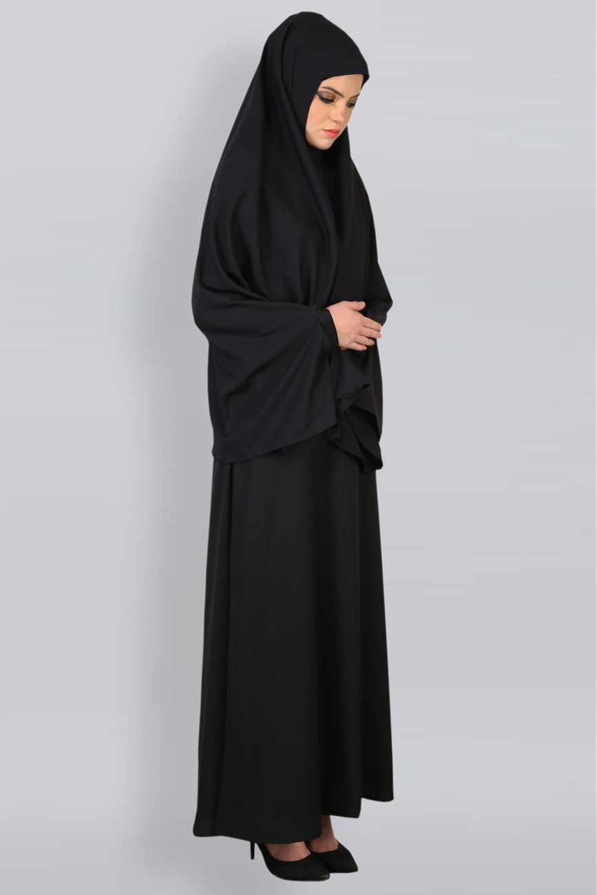 BLACK CUFFED PRAYER KHIMAR - Modest Islamic clothing Shopping Website