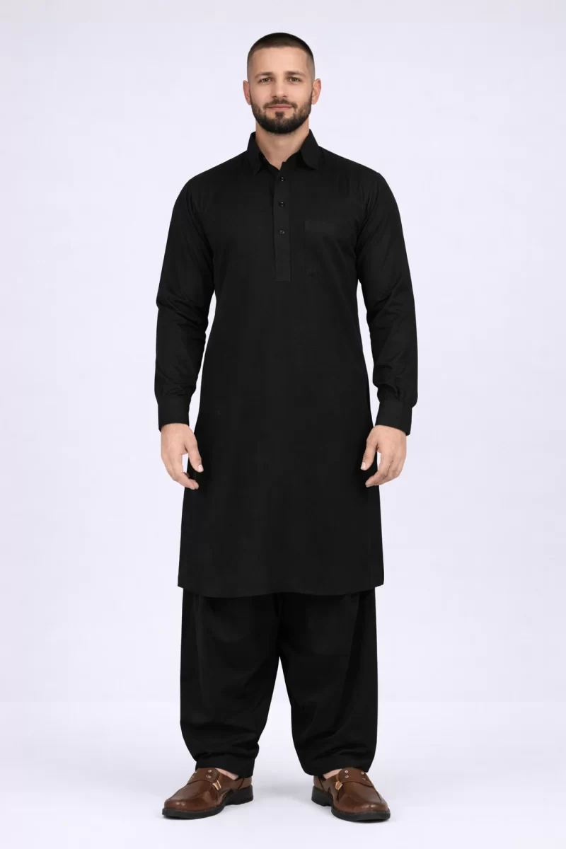 CLASSIC BLACK PATHANI EID KURTA SET