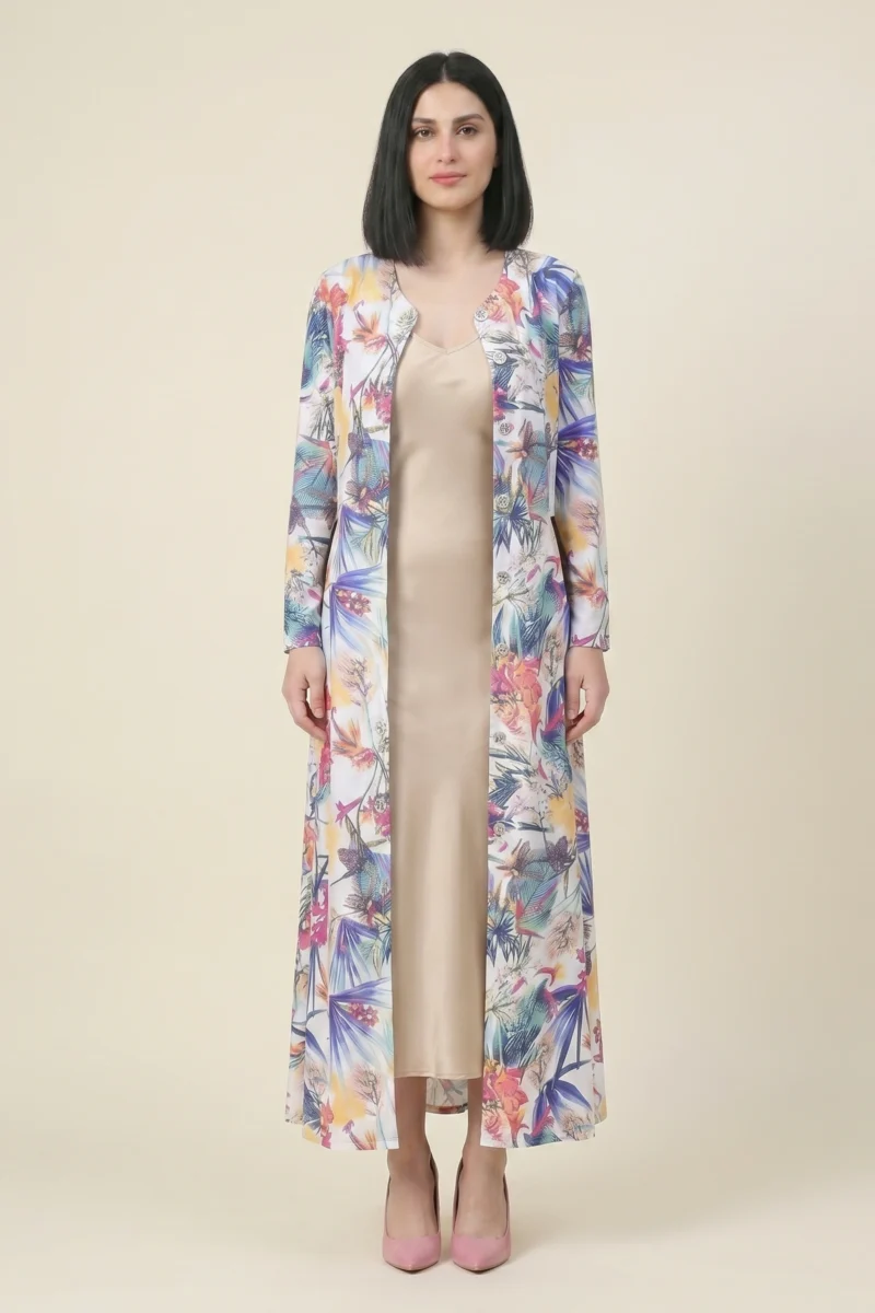 FULL FRONT OPEN FLORAL ABAYA