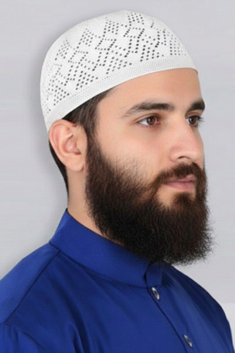 Men's White Namaz Ramadan Payer Kufi