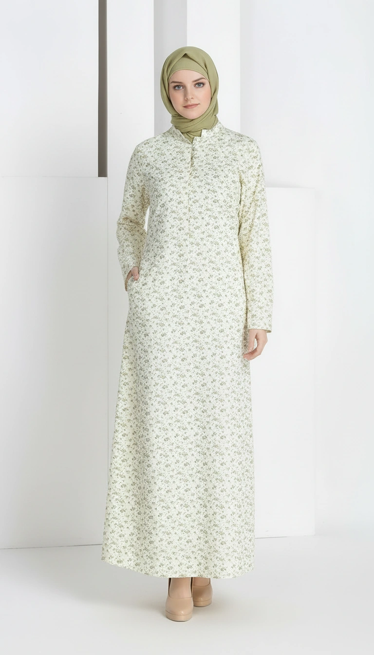 Aaminah Cotton Print Abaya - Image 2