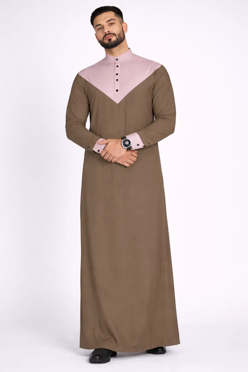 Abdullah Men’s Dish Dasha Thobe SandGrey Beige