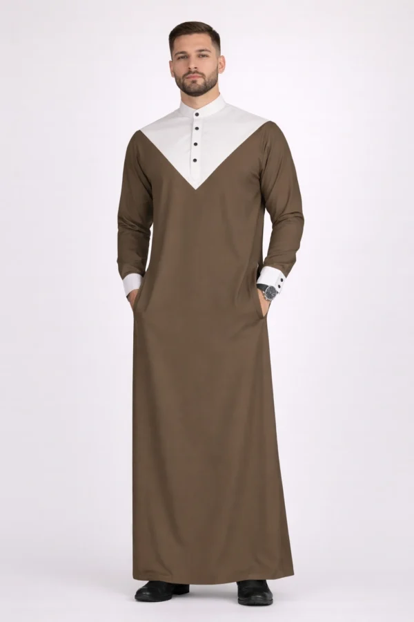 Abdullah Men’s Ramadan Eid Thobe – SandGrey White
