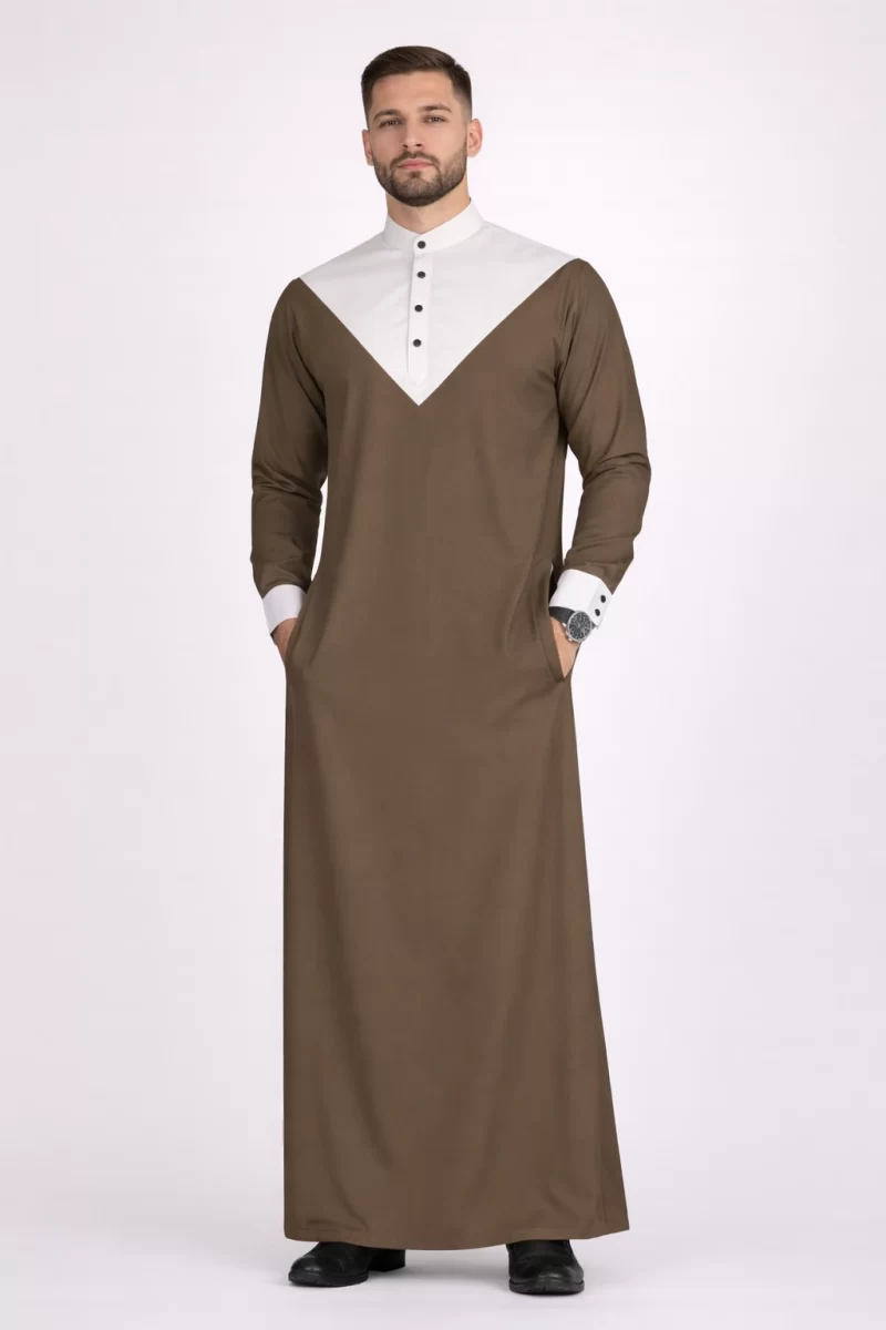 Abdullah Men’s Ramadan Eid Thobe – SandGrey White