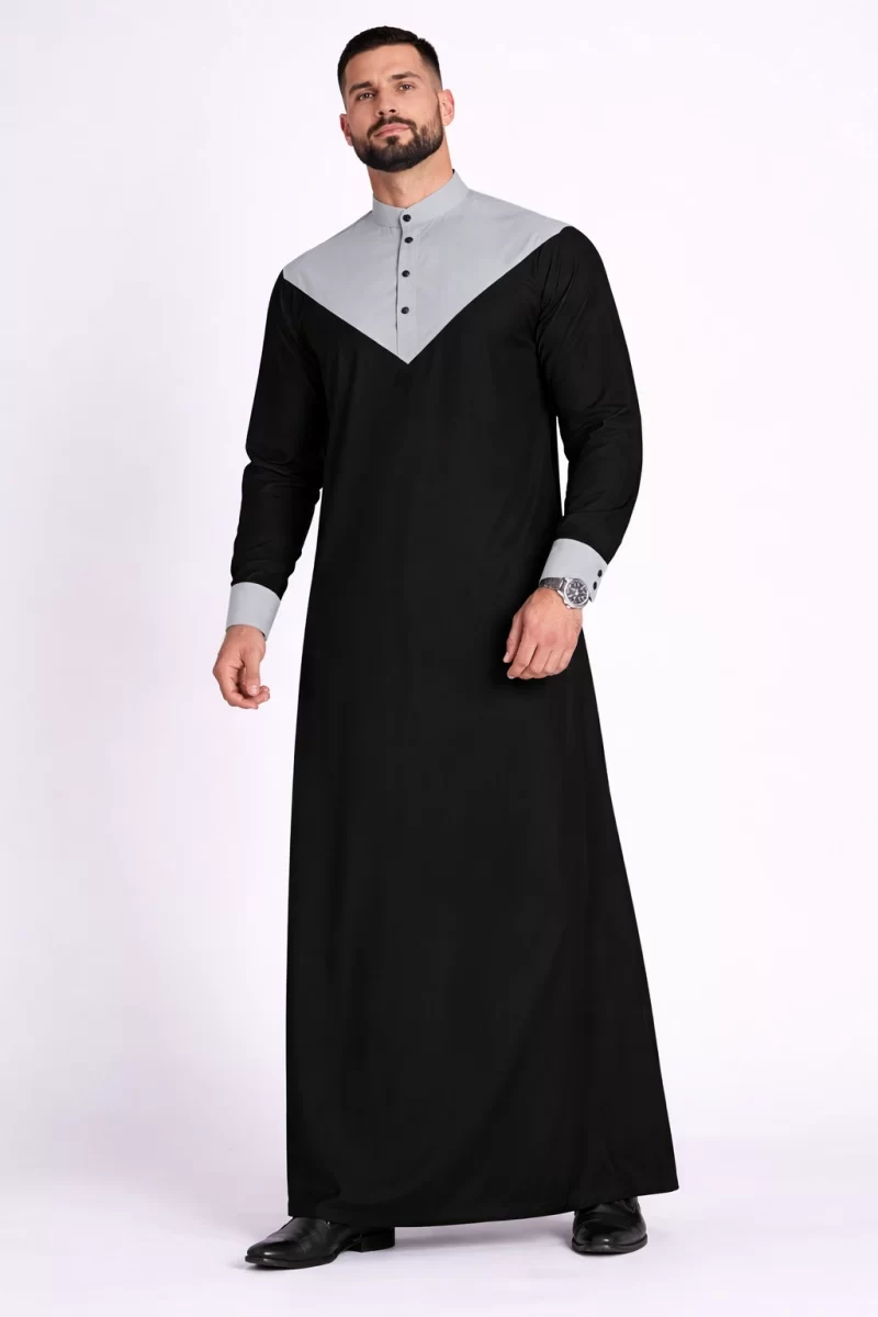 Abdullah Men’s Ramadan Thobe Black Metal Gray