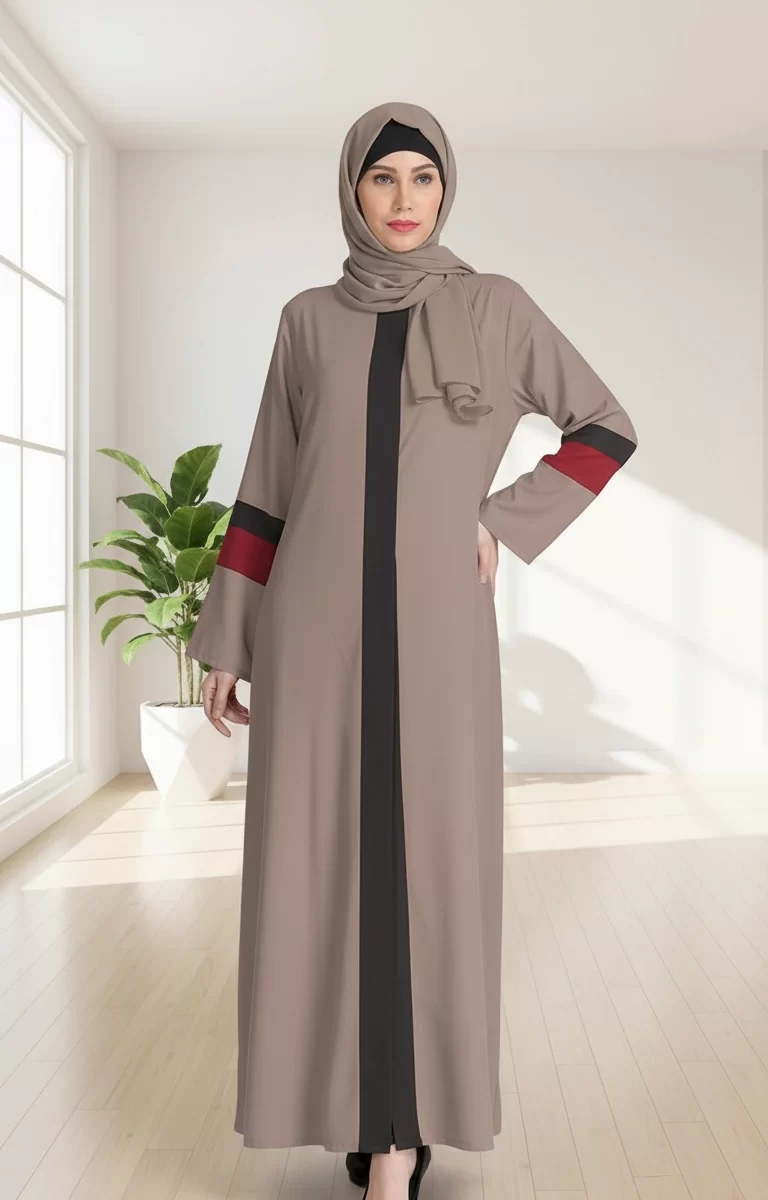 Amelia Open Abaya Sand Grey