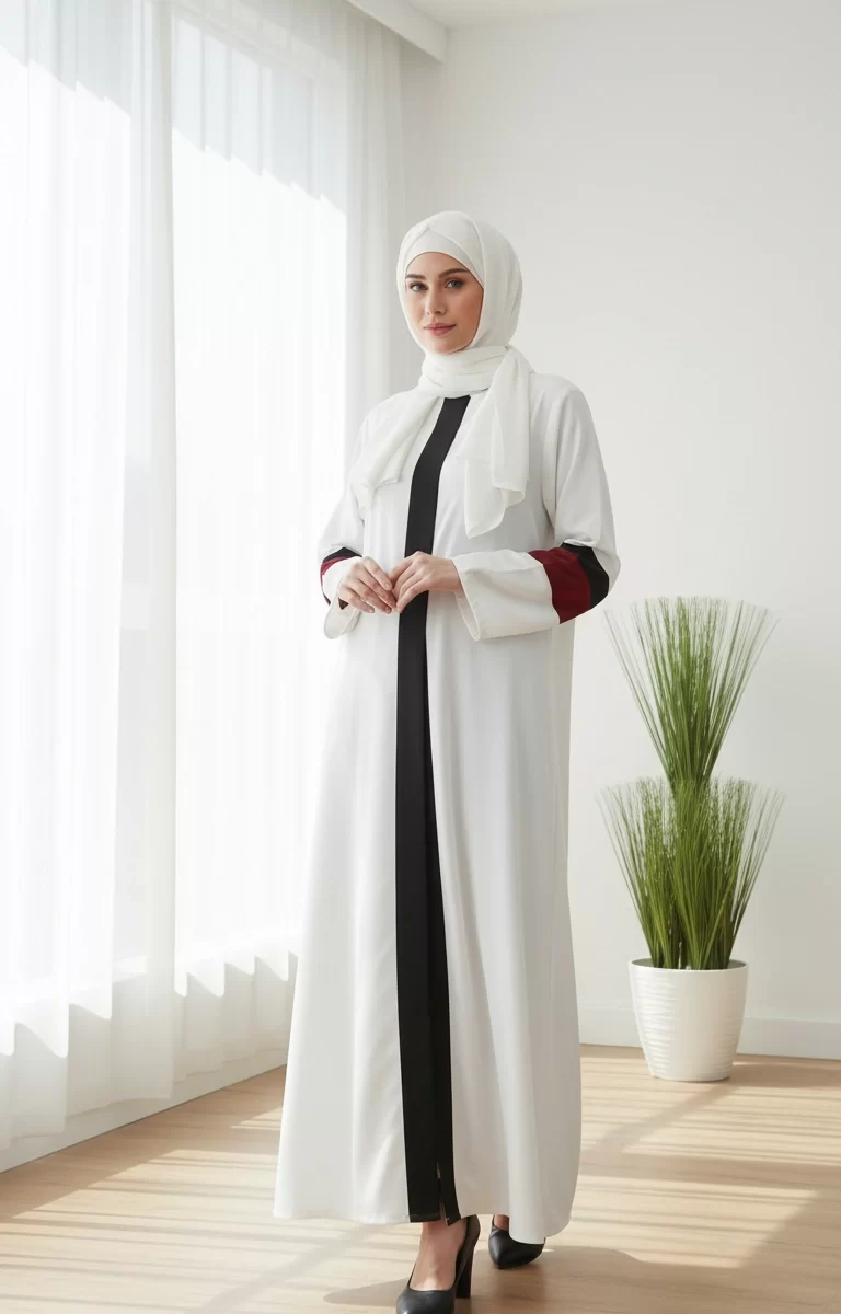 Amelia Open White Abaya