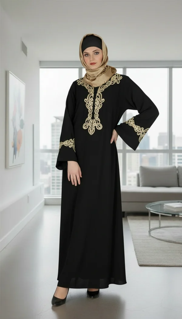 Black Gulshan Eid Sequence Butterfly Abaya