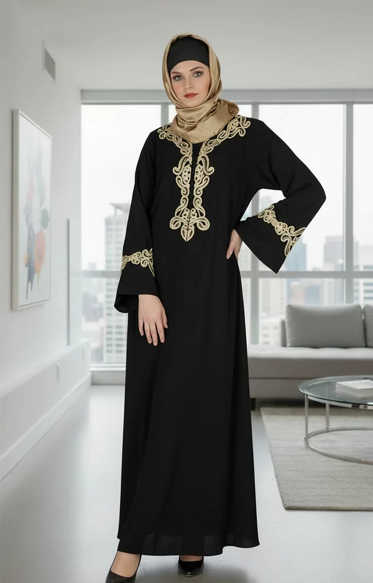 Black Gulshan Eid Sequence Butterfly Abaya