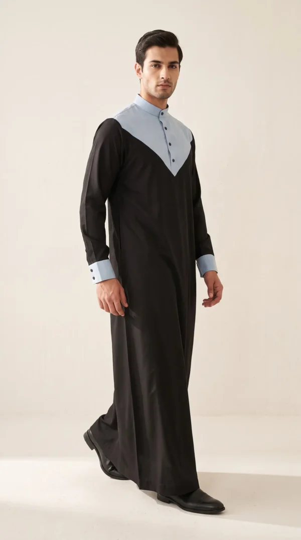 Abdullah Men's Ramadan Thobe - Black Metal Gray