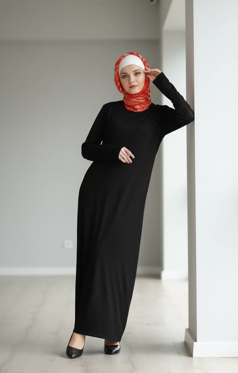 Black Thumb Pop-Out Knit Abaya