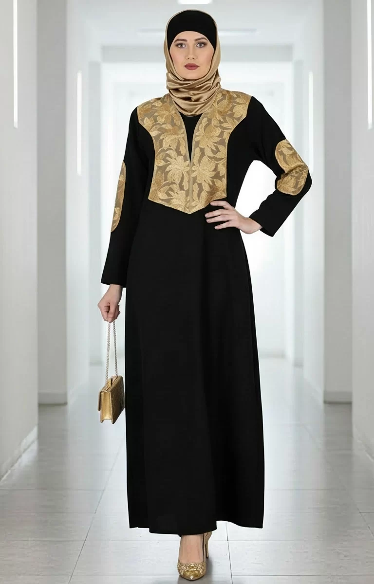 Black Zari Work Ramadan Abaya Dress 1