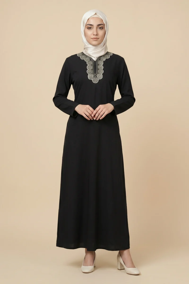 Block Abaya Golden Embroidery