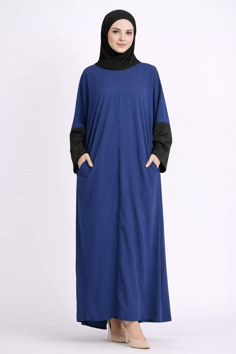 Blue Black Bat-Wings Kaftan Abaya Dresss