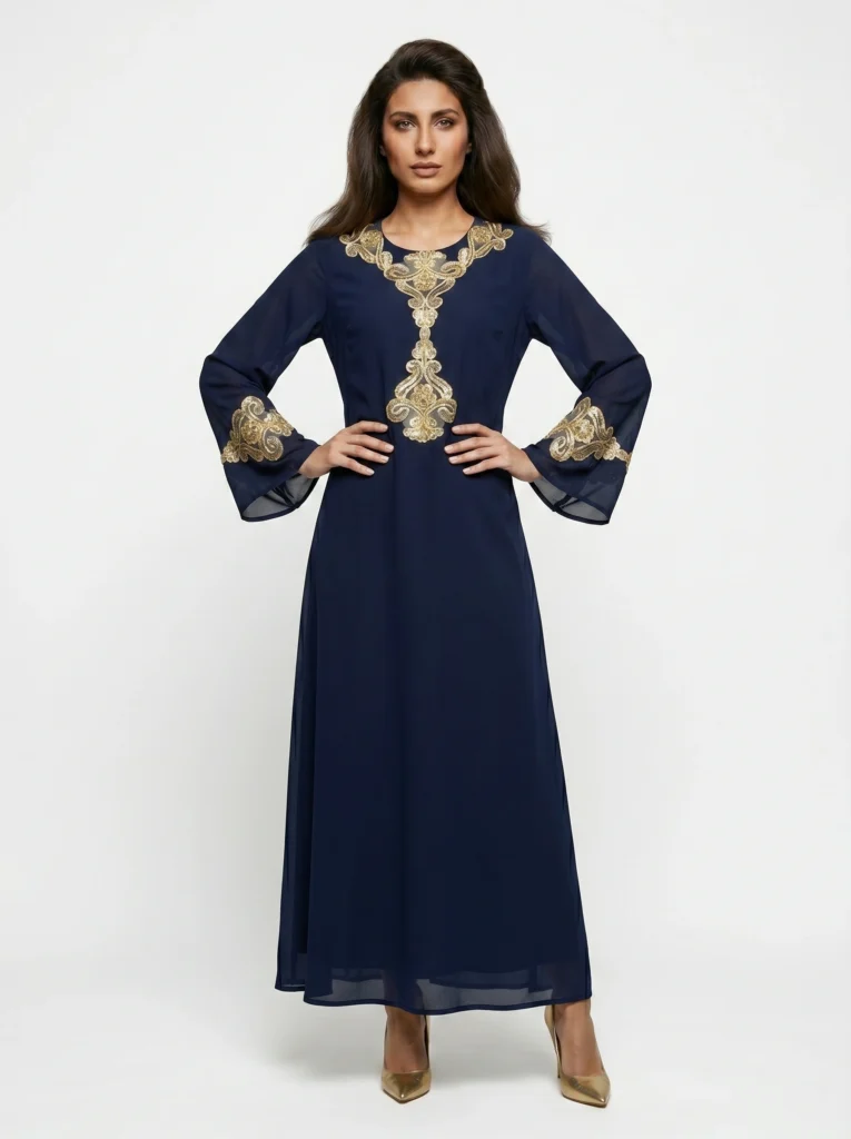 Blue Gulshan Eid Sequence Butterfly Abaya