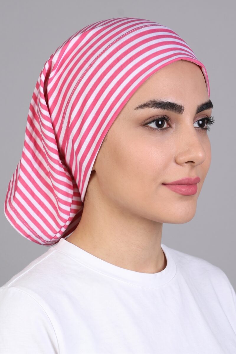 Bonnet Cap Pink Striped