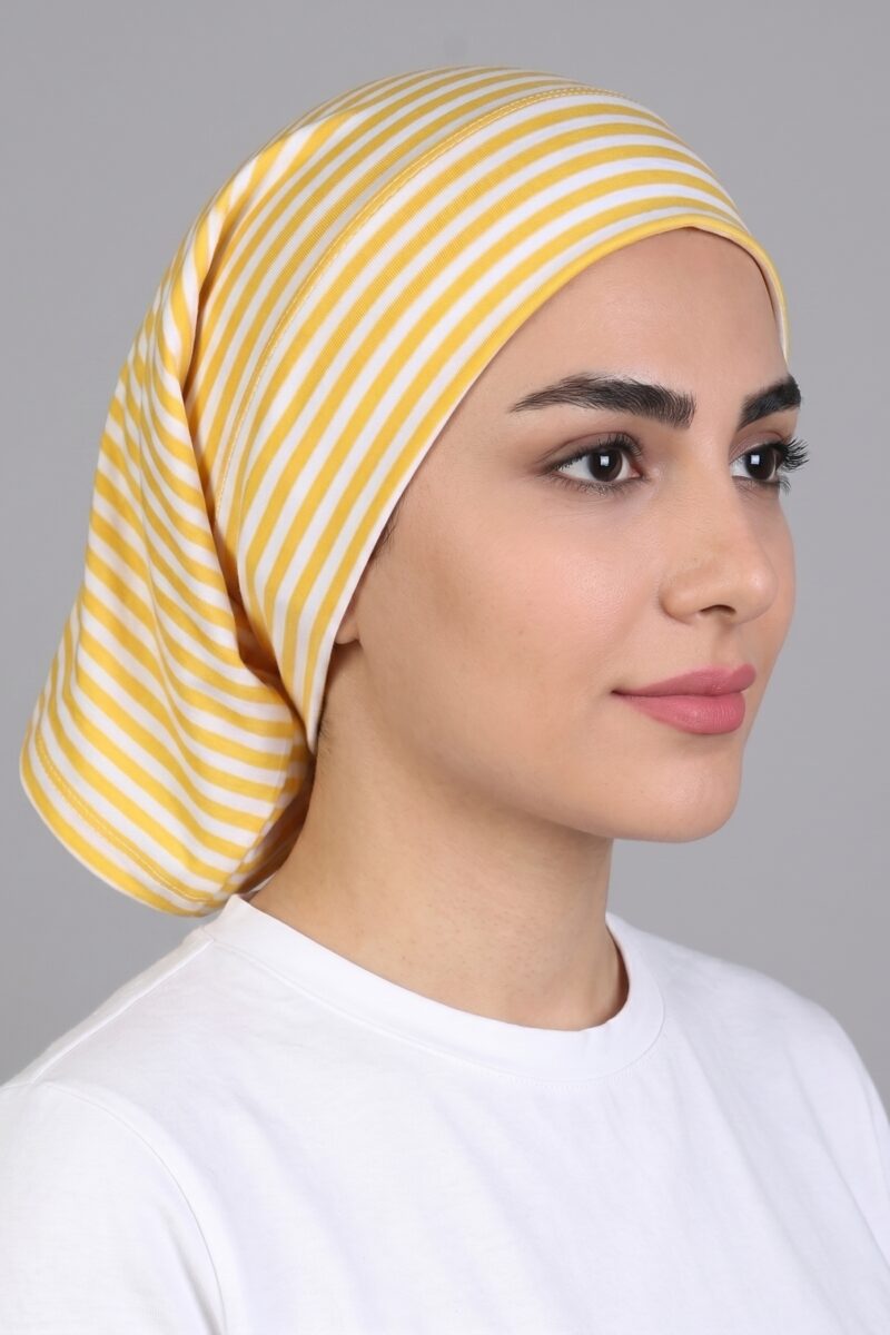 Bonnet Cap yellow Striped