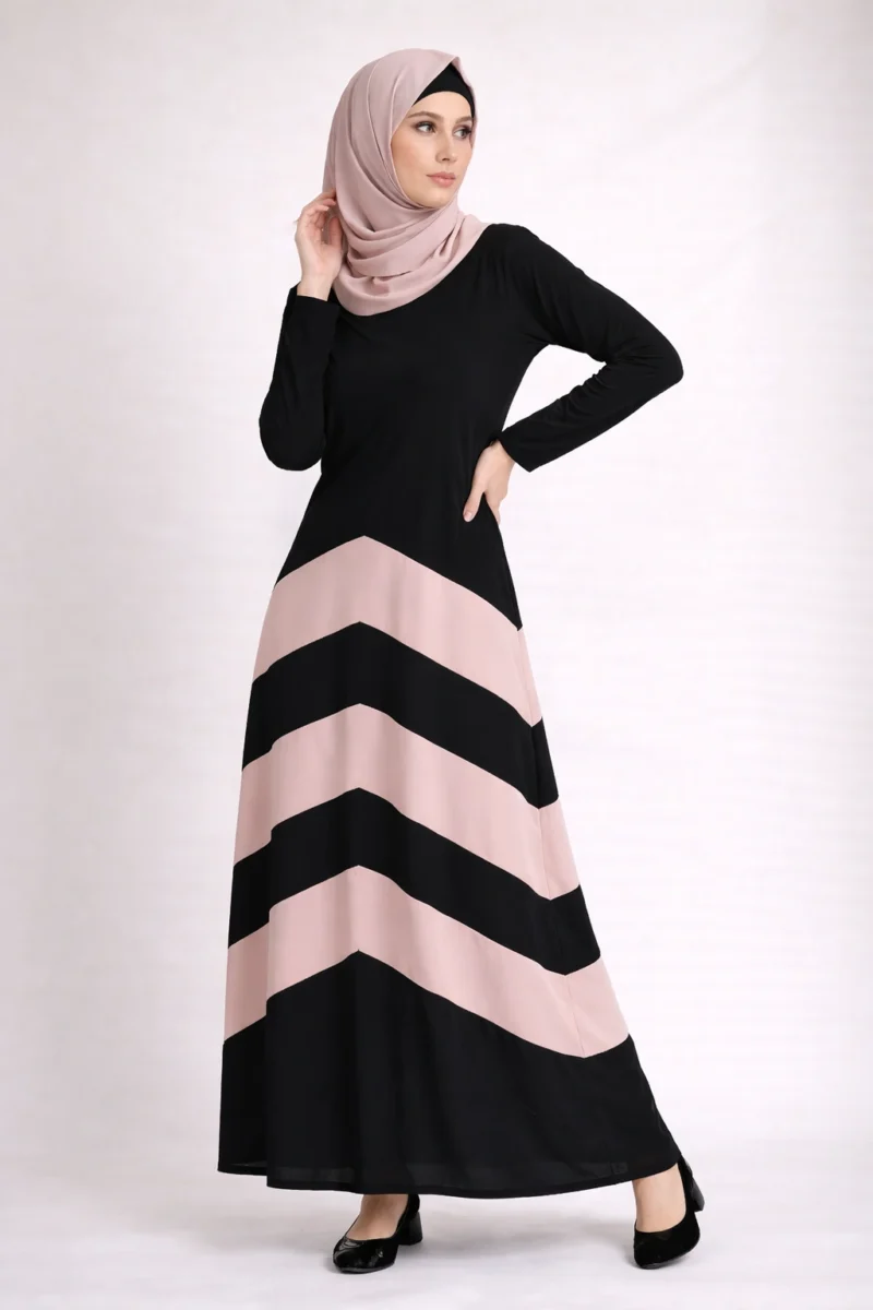 Chevron Stripe ColorBlock Abaya – Skin