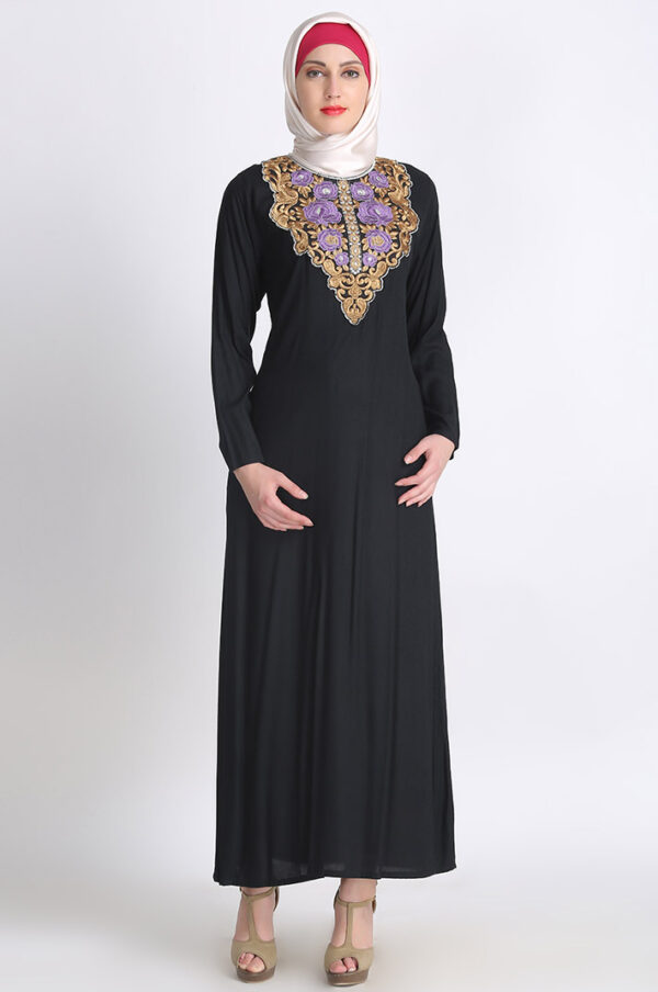 adaah-golden-floral-embroidered-black-abaya-dress