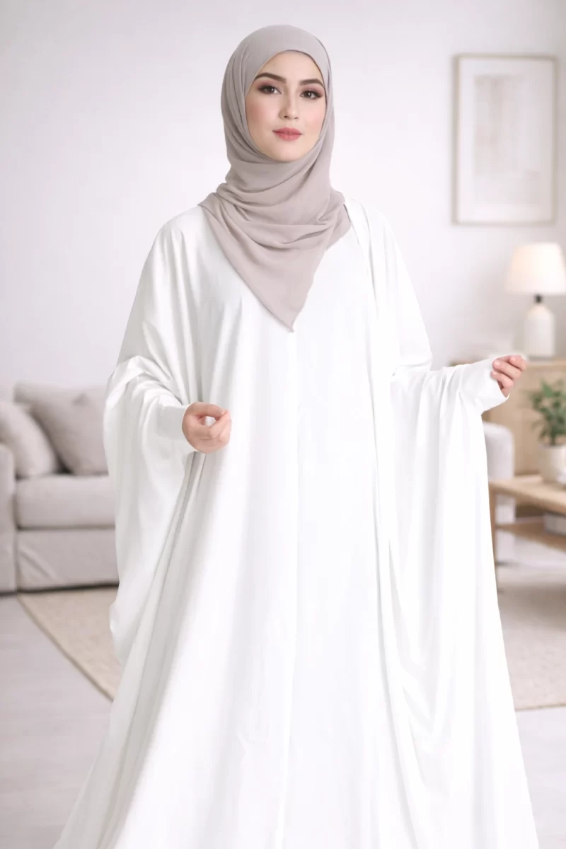 Dubai Butterfly Fall White Kaftan Dress