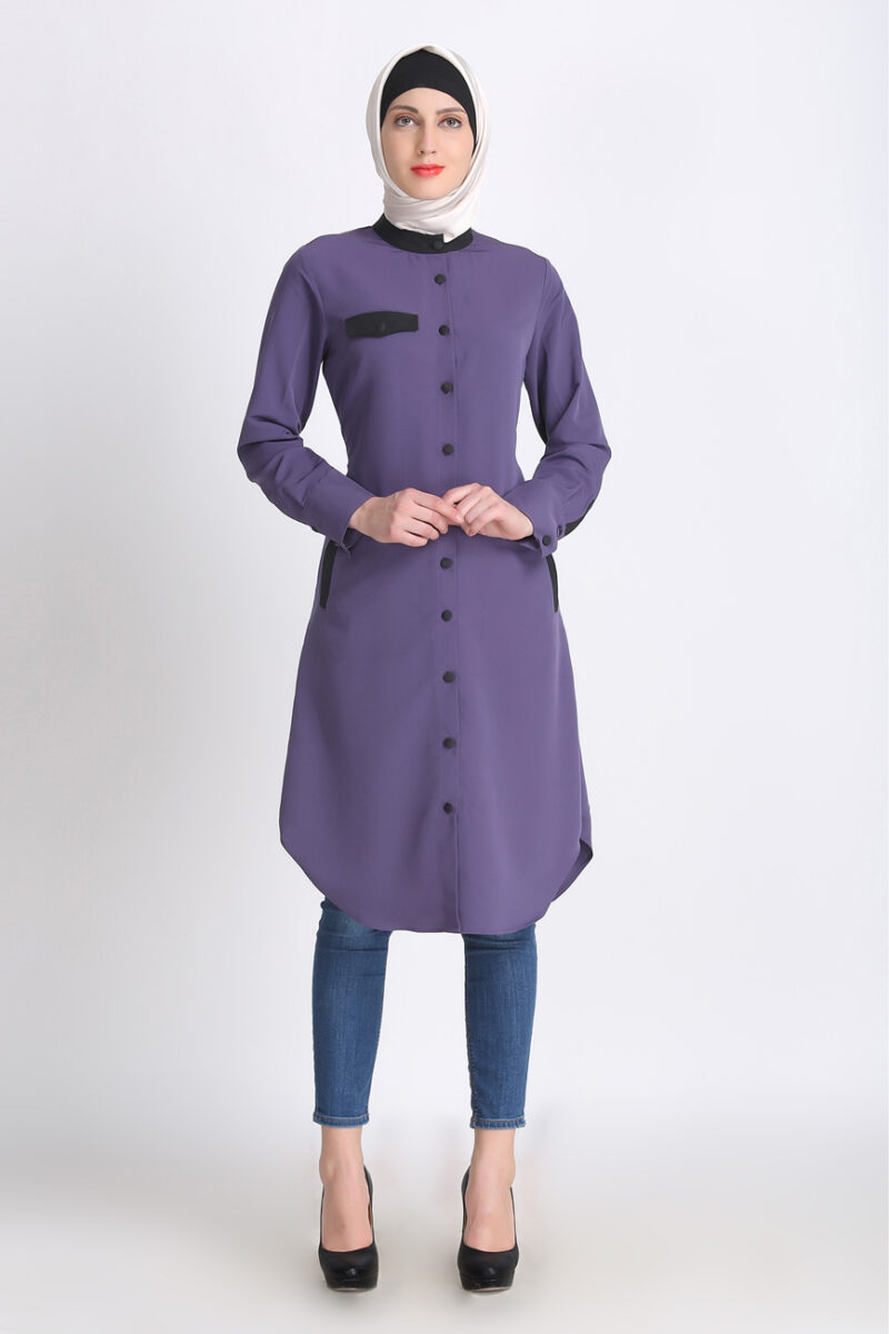 Modest Knee Length Tunic: Purple