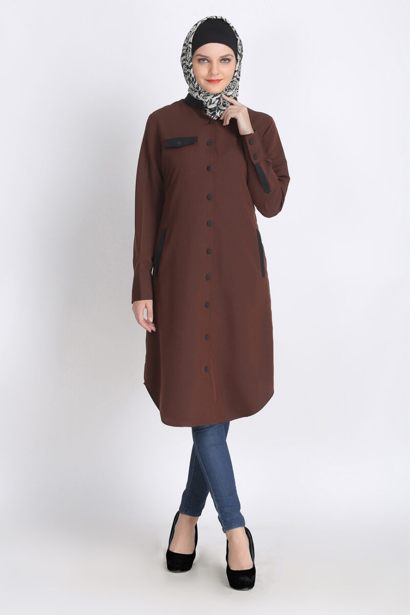 Brown Modest Knee Length Tunic