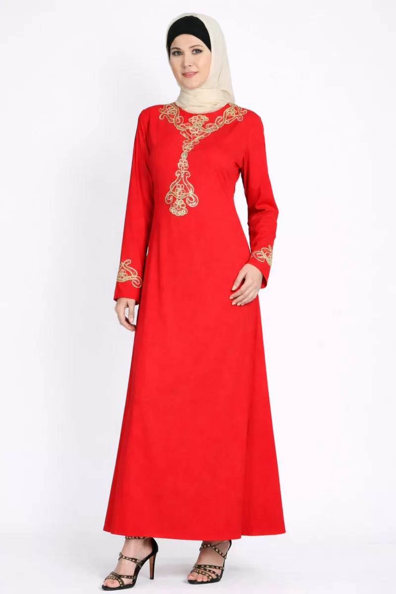 GULSHAN RED POP-OUT ABAYA