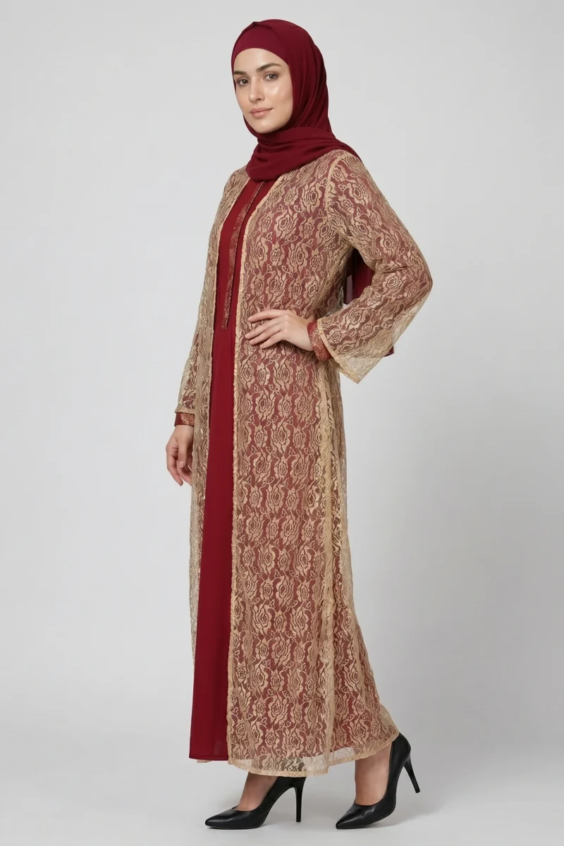 Golden Sheer Net Ramadan Eid Womenโs Shrug