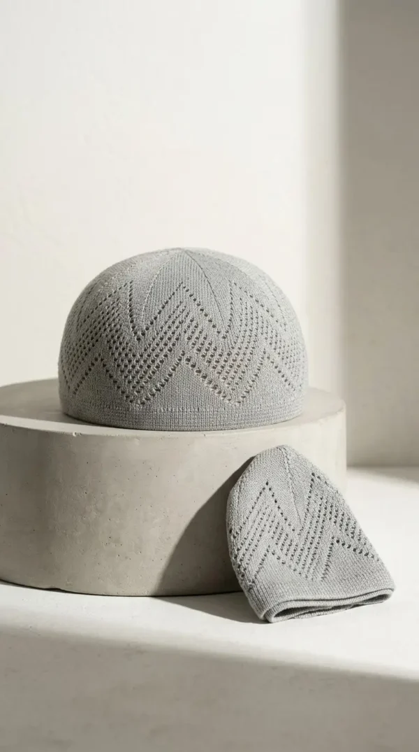 Grey Men's Prayer Kufi Cap Headwear