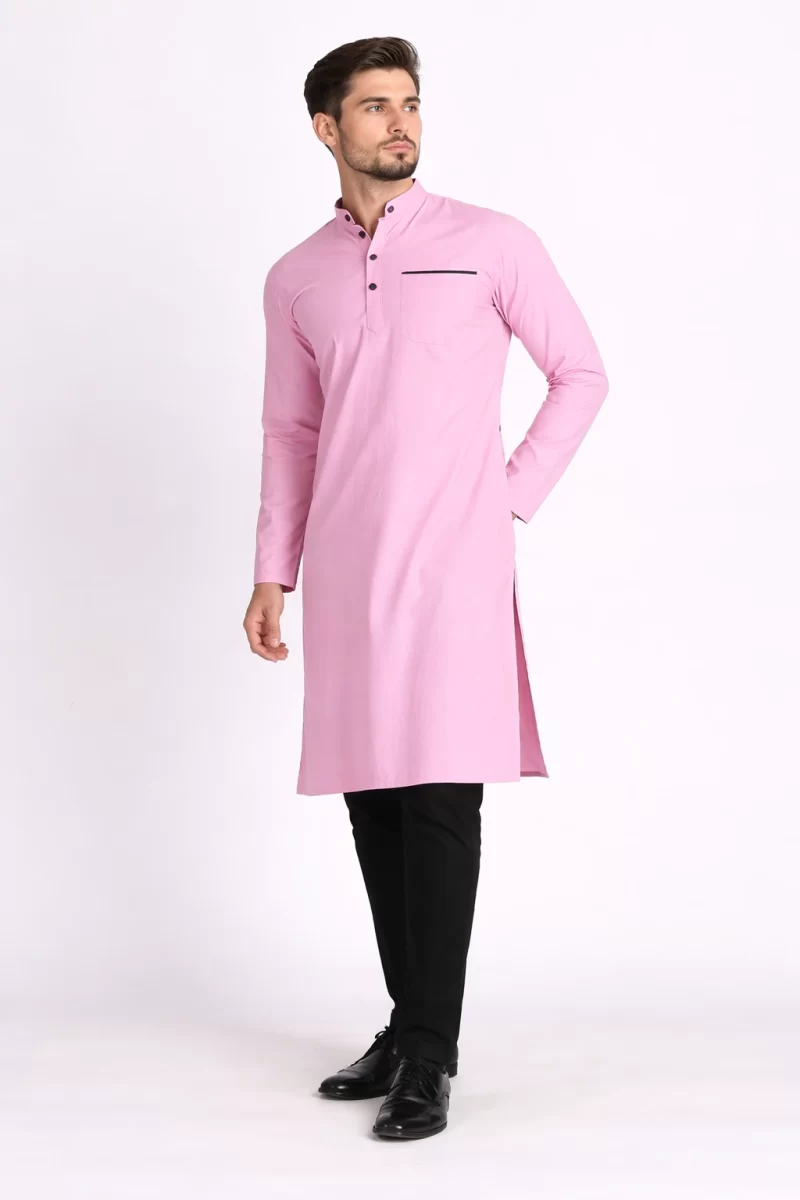 Ibrahim Poplin Kurta Pink