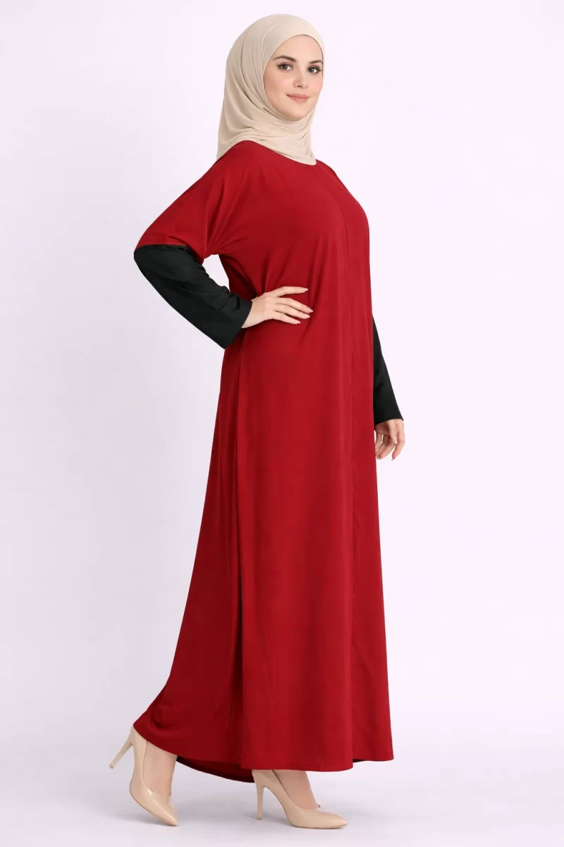 Maroon Bat-Wings Kaftan Abaya Dresss