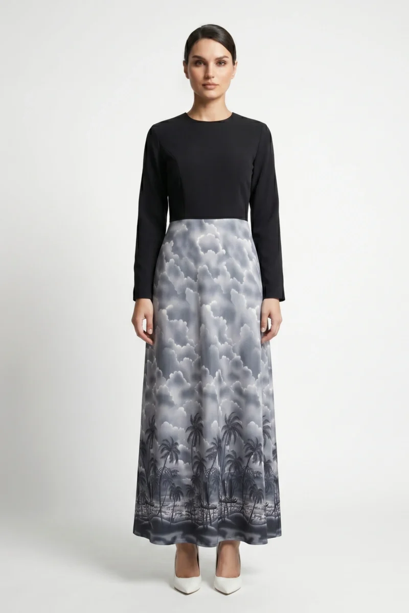 Modest Arabian Grey Fall Abaya