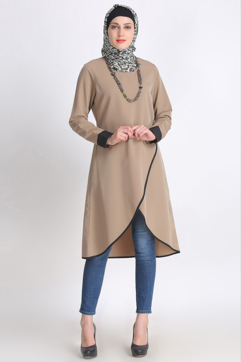 Modest Tulip Tunic in Desert Sand color