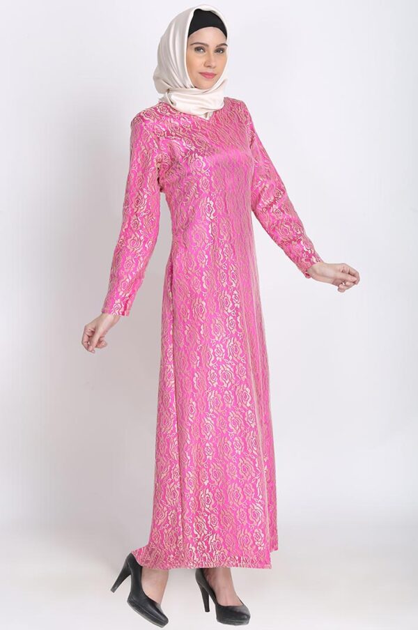 blossom-pink-silk-golden-net-floral-design-abaya-dress